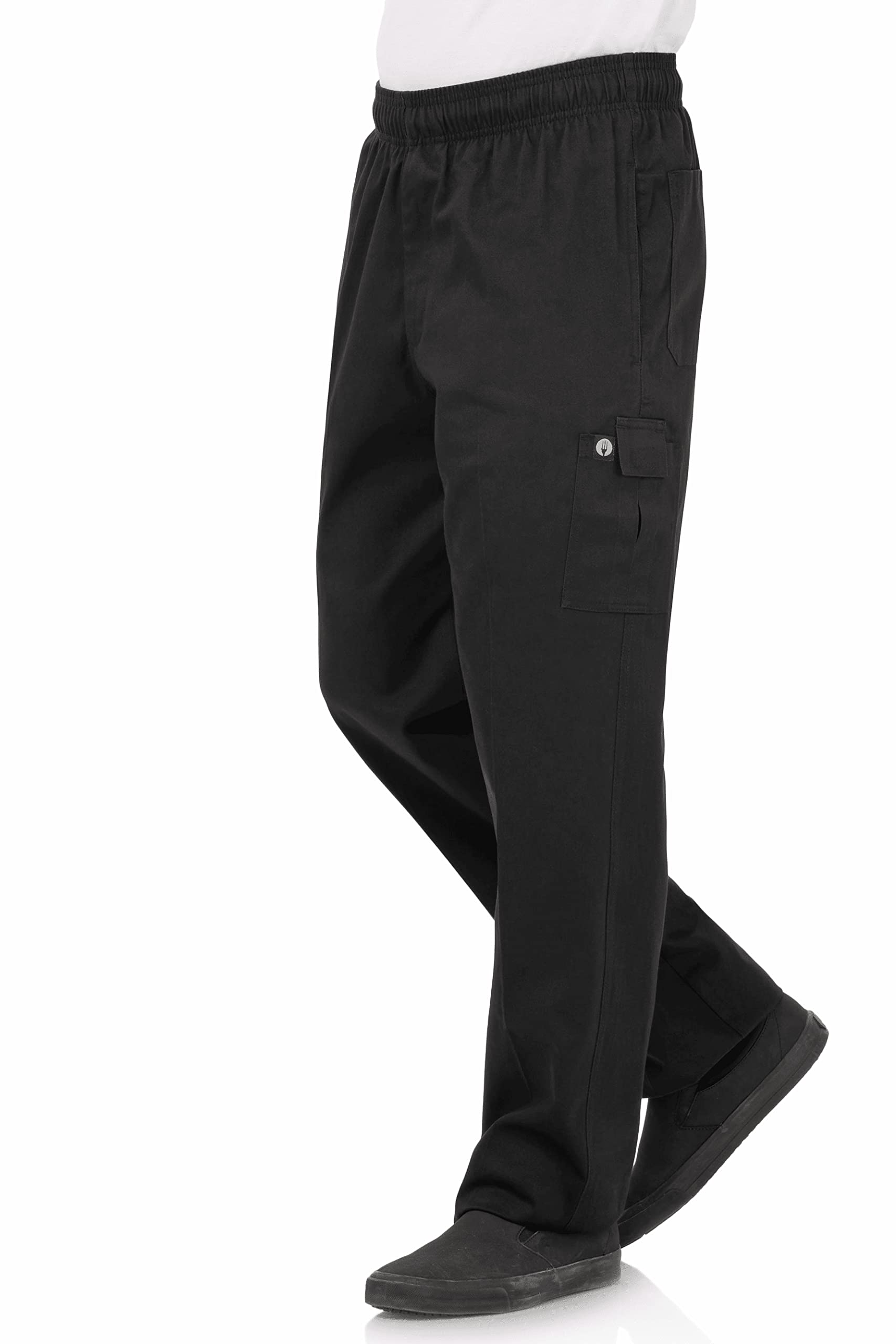 61dpD-Um2eL.jpg Chef Works Unisex Cargo Kochhose Schwarz Größe M elastischer Bund – Bild 1