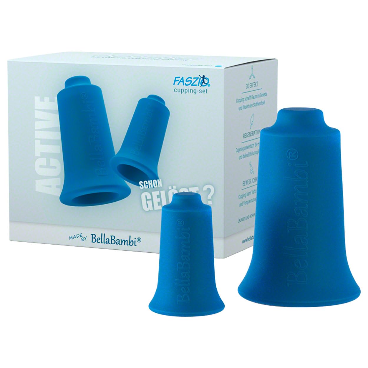 61nEoXrZmVL.jpg BellaBambi FASZIO Cupping-Set Allround 34 mm + Local 20 mm ACTIVE hellblau – Bild 1