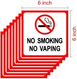 Aufkleber „Rauchen verboten“ 8x 153x153mm No Smoking & No Vaping Klebeschild