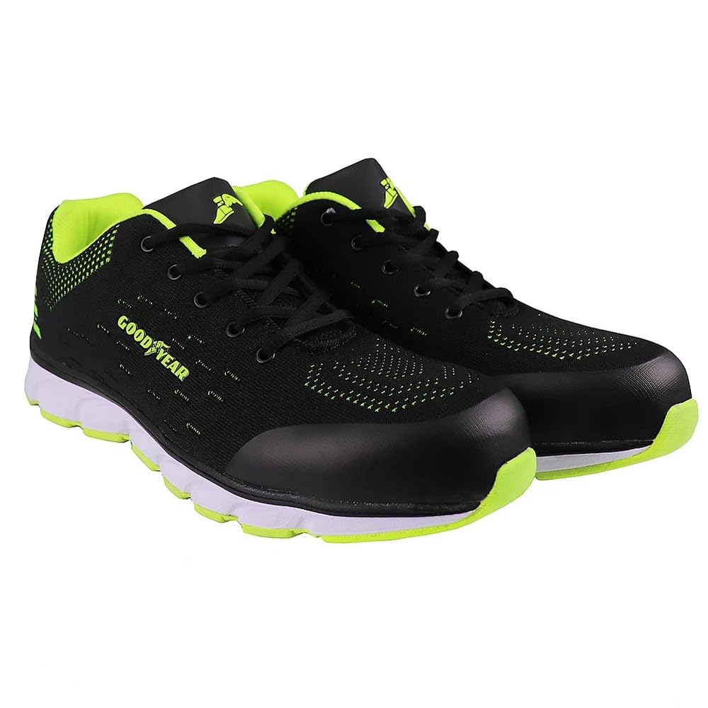 51e5teKNchL.jpg Goodyear Sicherheitsschuhe S1P SRA metallfrei Schwarz Grün Gr. 38 EU Unisex – Bild 1