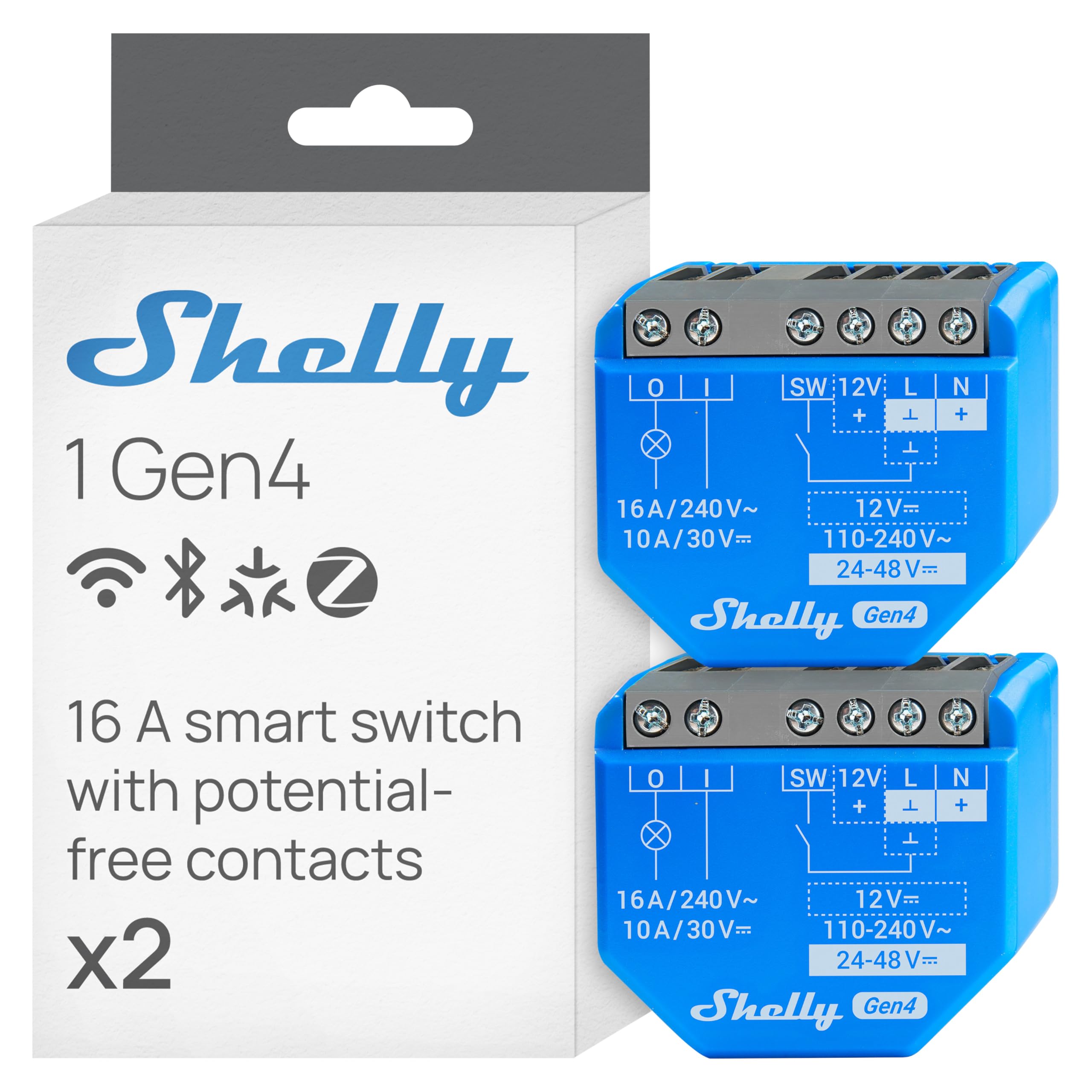 81EUmp7Ez9L.jpg Shelly 1 Gen4 WLAN Smart Relais Schalter 16A potentialfrei Matter (2 Stück) – Bild 1
