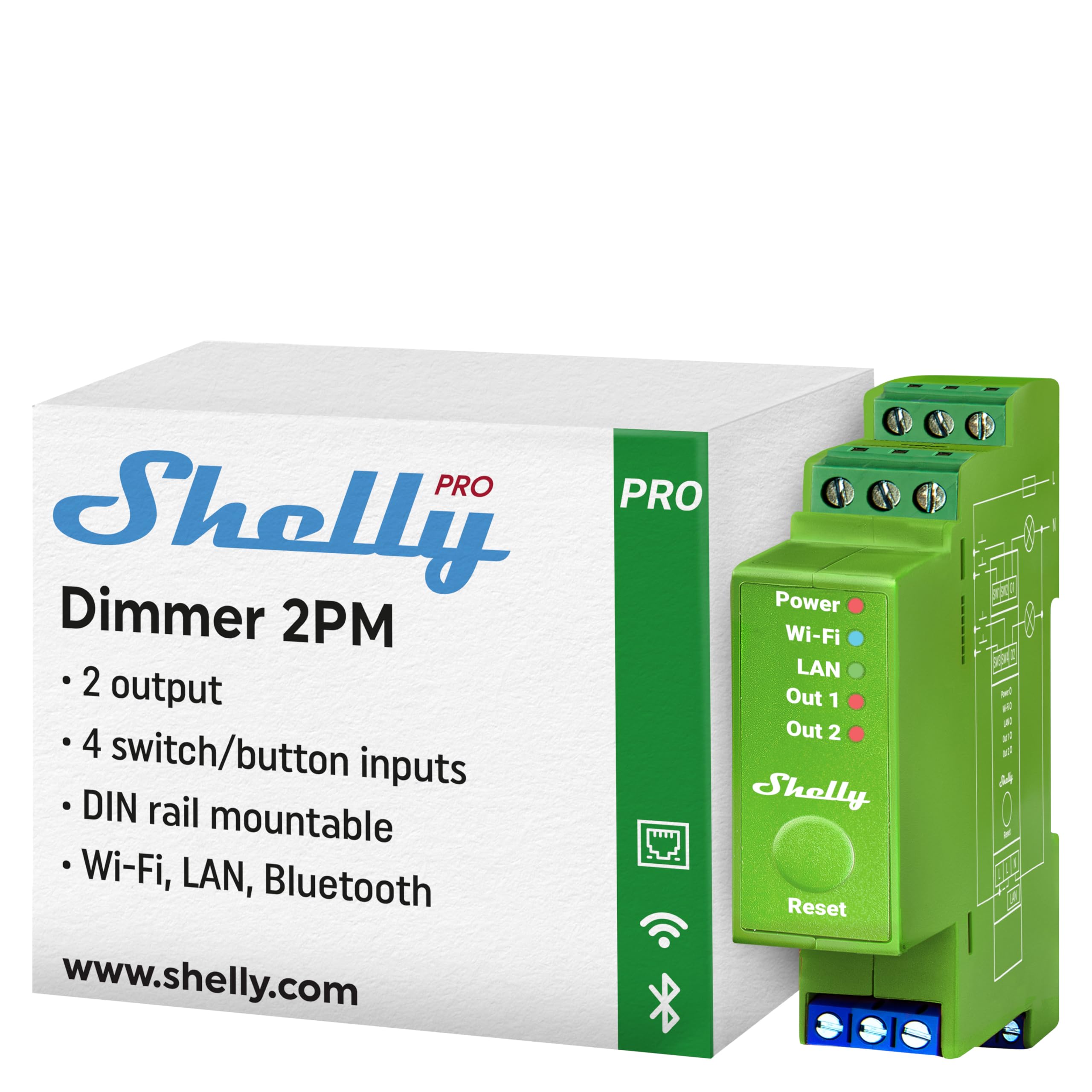 81QqoPjLL.jpg Shelly Pro Dimmer 2PM Smart-Dimmer WLAN LAN 2-Kanal 200W Hutschiene – Bild 1