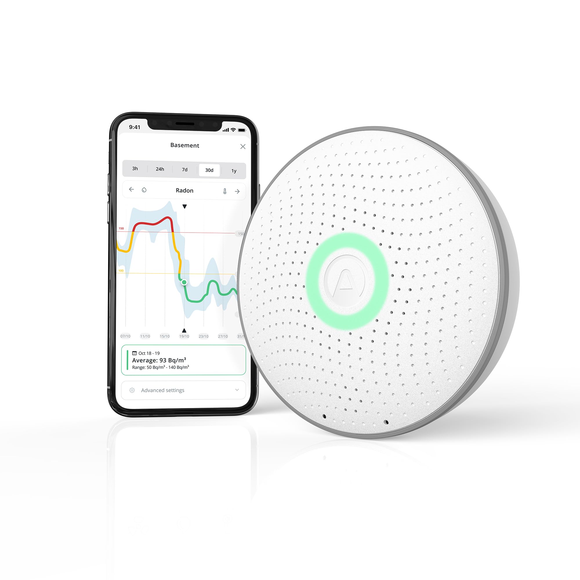 715lpaFe5uL.jpg Airthings Wave Radon 2950 Radonmessgerät mit App Feuchtigkeit Temperatur – Bild 1