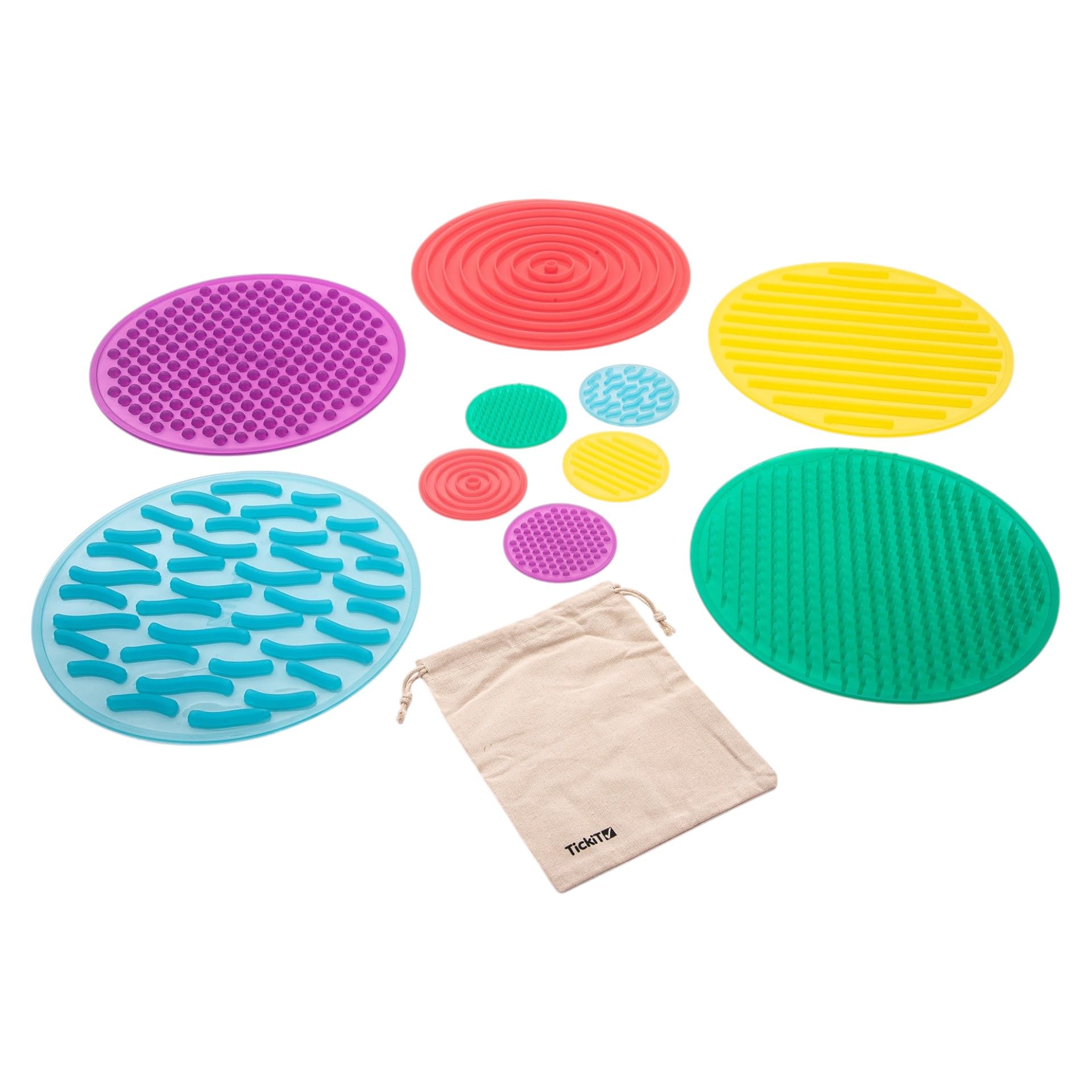 718z7ebrPL.jpg TickiT SiliShapes Sensory Kreise 10er Set Fühlplatten 35 cm und 8 cm bunt – Bild 1