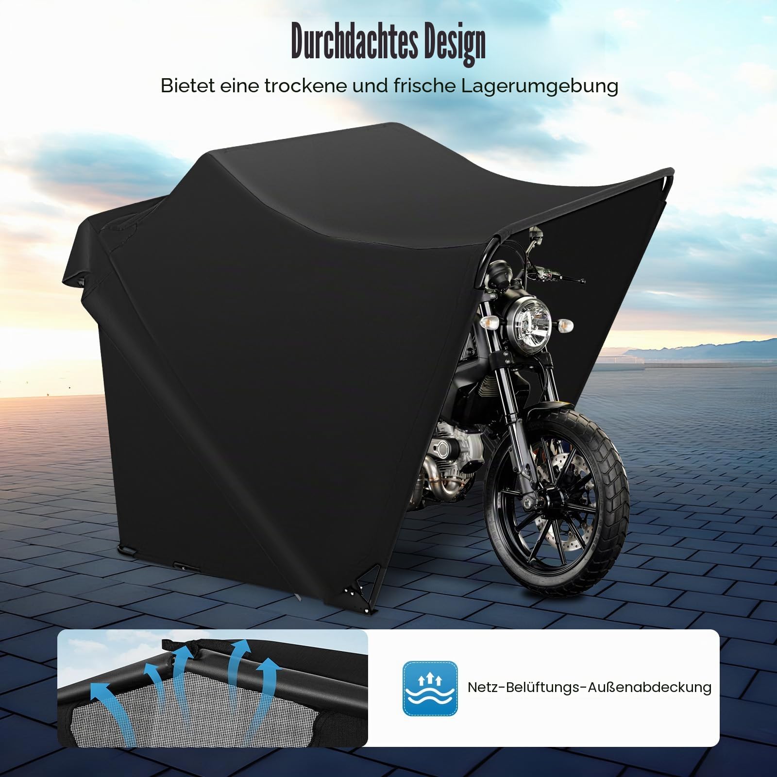 71pF0c39q9L.jpg Motorrad Faltgarage Defekt 270x105x155 cm Schwarz Zeltgarage mit Tragetasche – Bild 1