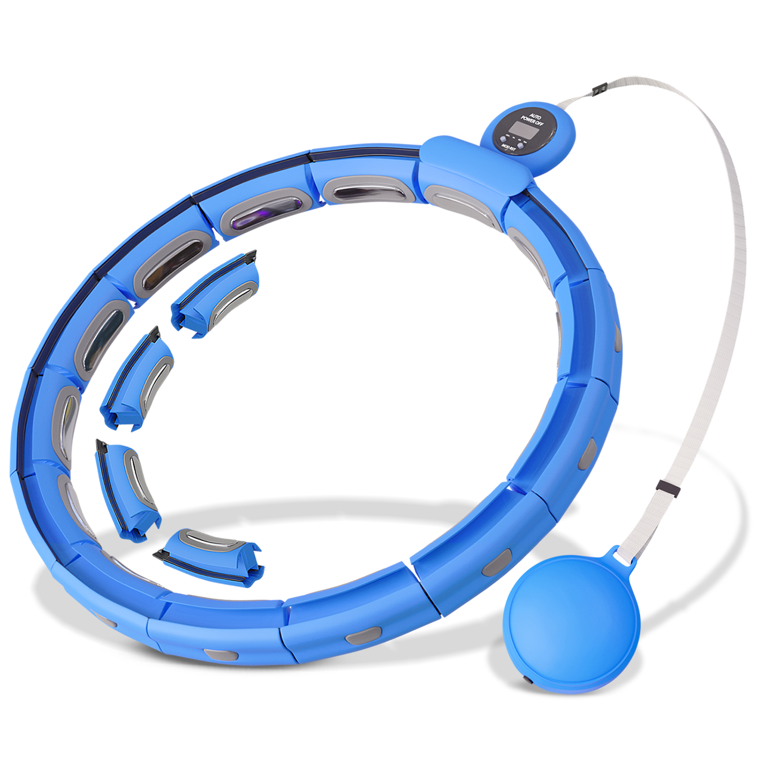 Smart-Hula-Reifen Hommler DD-004 Bauchtrainer 60-115cm + 10 bis 16 Glieder + Seillänge 25–50cm Blau