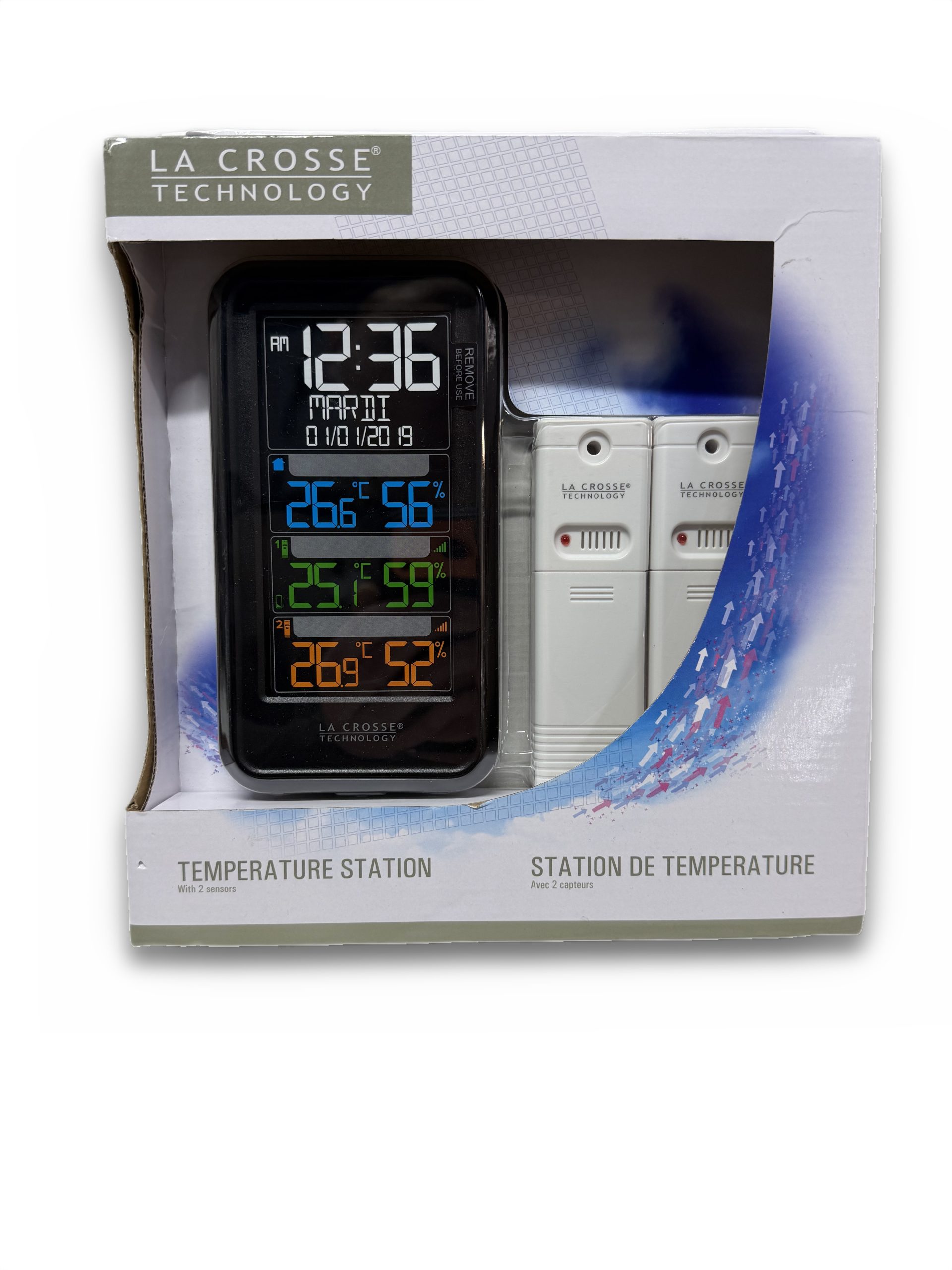 2026-09-242010-42-36_white.jpg Temperaturstation WS6813 mit 2 Thermo Hygro Sensoren Farbdisplay Schwarz – Bild 1