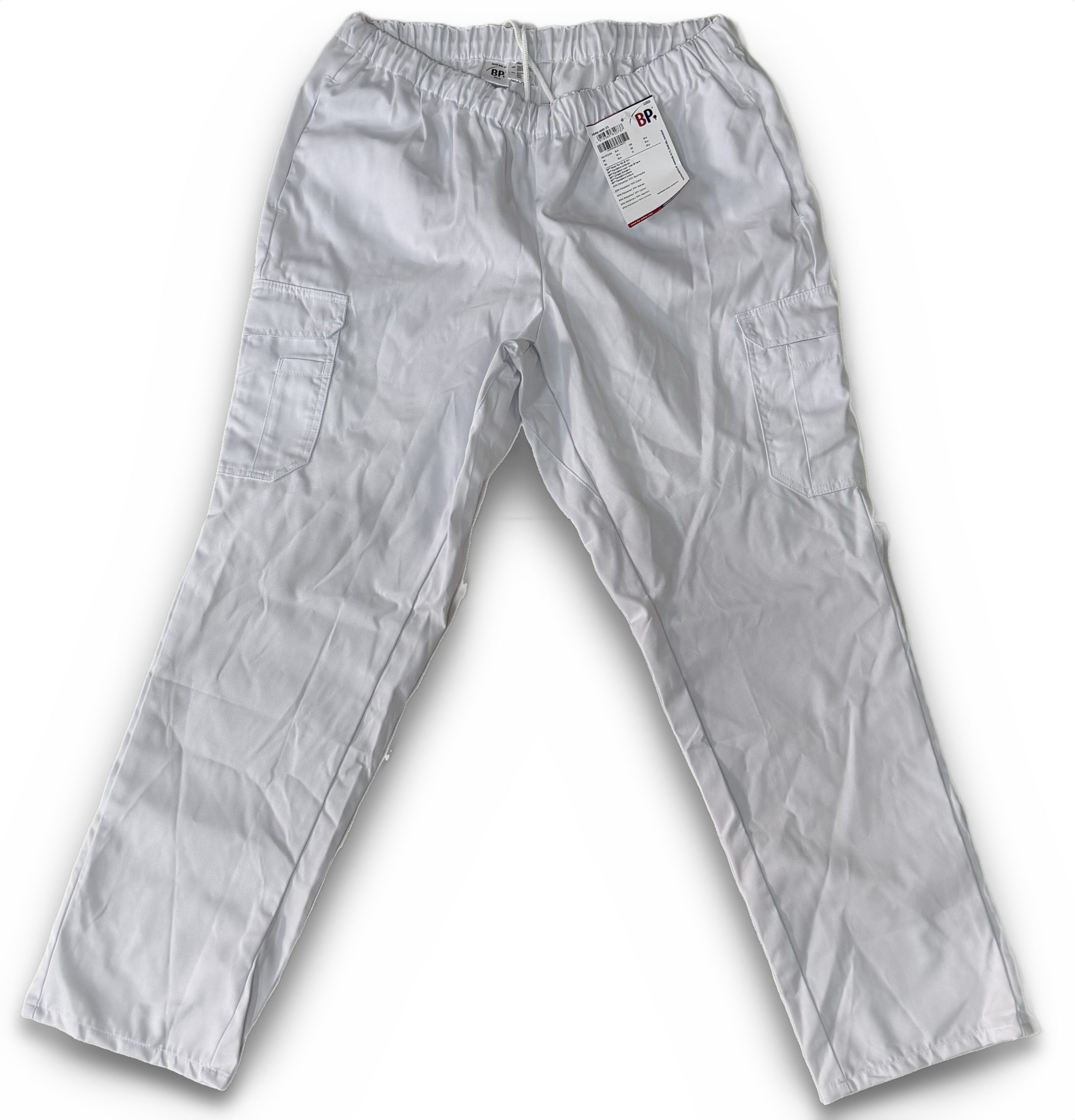 2026-09-262008-51-03_white.jpg BP 1646-400-21-Ln Unisex-Hose mit Gummizug 215g/m² Stoffmischung weiß Ln – Bild 1