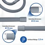 Ablaufschlauch 250cm Ø19/22 + Verbinder + 2 Schellen + Haltebogen für Geschirrspüler