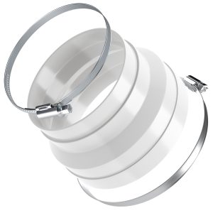 Adapter 125/150erØ und Schelle 110-130mmØ + Klemme 140-160mmØ für Dunstabzugshaube