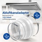 Adapter 125/150erØ und Schelle 110-130mmØ + Klemme 140-160mmØ für Dunstabzugshaube
