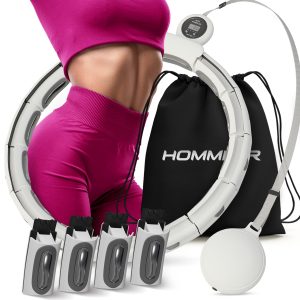 Smart-Hula-Reifen Hommler DD-003 Bauchtrainer 60-115cm + 10 bis 16 Glieder + Seillänge 25–50cm Weiss