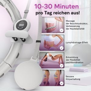 Smart-Hula-Reifen Hommler DD-003 Bauchtrainer 60-115cm + 10 bis 16 Glieder + Seillänge 25–50cm Weiss