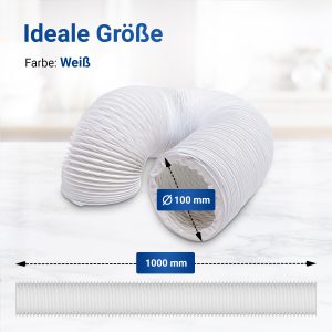 Abluftschlauch 1m 100mm PVC für Klimaanlage Abzugshaube