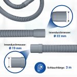 Ablaufschlauch 300cm Ø19/22 mit Verbinder + 2 Schellen + Haltebogen für Waschmaschine