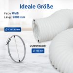 Abluftschlauch 2,8m 125 mm und 2x Schlauchschelle 110-130mm für Dunstabzugshaube