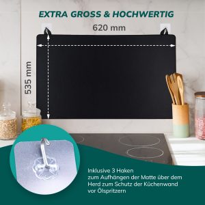 Herdabdeckplatte Wasserdicht Antirutschbeschichtung 535x620mm Grau für Herd